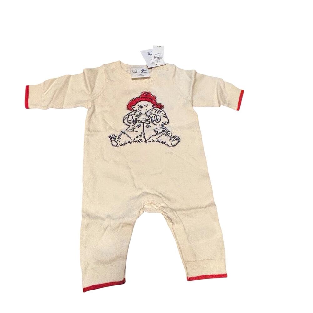 NWT 0-3M Boys Baby Gap Paddington Bear sweater knit outfit with matching socks